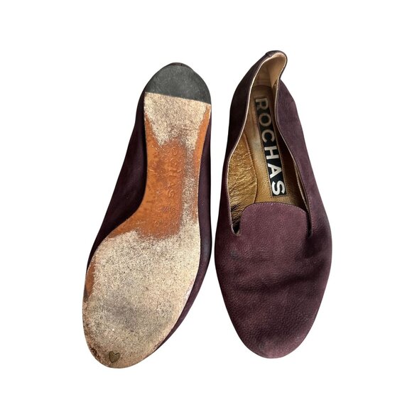 ROCHAS Brown Suede Loafers Flats Size 38.5 - Picture 8 of 11